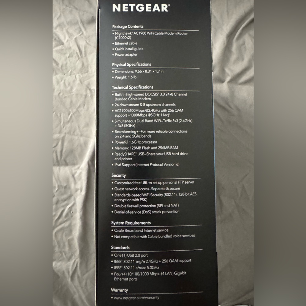 NETGEAR Nighthawk Black Modem Router Combo NIB - Picture 6 of 7